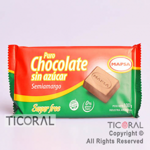 CHOCOLATE SIN AZUCAR FAMILIAR 1 UNIDAD X 100GR MAPSA
